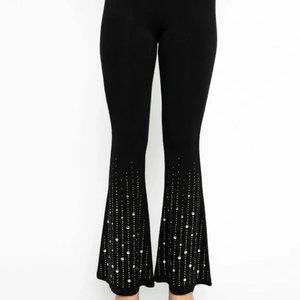 NEW VOCAL FLARED BELL BOTTOM FLARED black pants leggings bling SM-4X SLIMMING